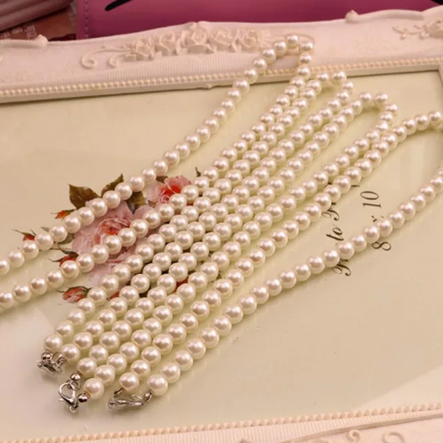 White Imitation Freshwater Pearl Necklace For Women 40cm Classic Peal Beads Neck White Imitation Freshwater Pearl Necklace For Women 40cm Classic Peal Beads Neck