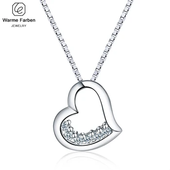 

Warme Farben Heart Charm Cubic Zirconia Necklace 925 Sterling Silver Fine Jewelry Pendant Necklaces for Women Fashion Collares