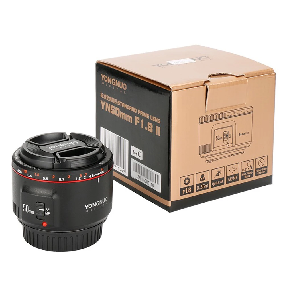 YONGNUO YN50mm F1.8 II Большая диафрагма объектив с автофокусом маленький эффектом
