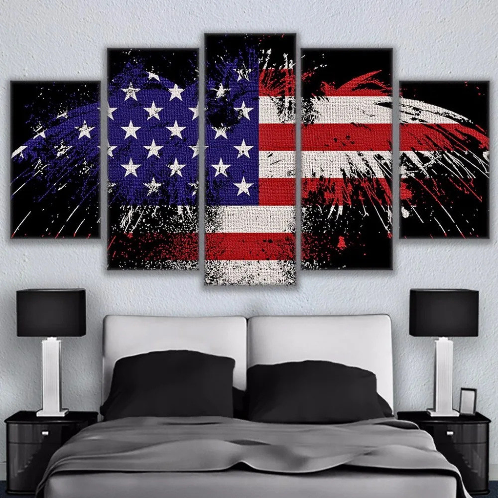 Abstract Painting High Quality Canvas Print 5 Pieces Eagle American Flag Painting Wall Art Home Decorative Framework Posters Canvas Prints Abstract Painting5 Pieces Aliexpress