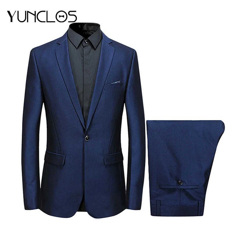 

YUNCLOS Wedding Suit For Men Classic One Button Slim Fit Men Suit Tuxedos 2 Pieces Jacket Blazer and Pant Suits Party Dress