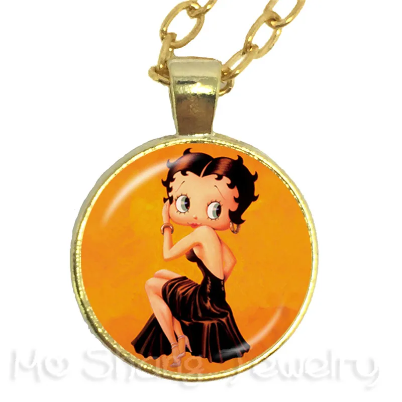 Новинка, классическое модное ожерелье Betty Boop, подвеска, стеклянный купол, ручная работа, ювелирное изделие, цепочка на свитер, подарок для друзей