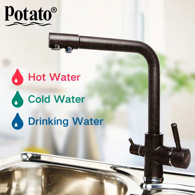 

Potato New Kitchen sink Faucet mixer Seven Letter Design 360 Degree Rotation Water Purification tap Dual Handle P4098 -6