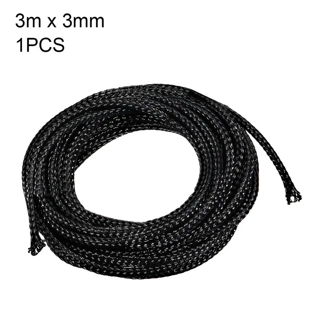 

Uxcell 3mm/6mm Yellow Black Blue 3M PET Expandable Braided Sleeving 9.84ft Cord Sleeve Organizer for Protect Cables