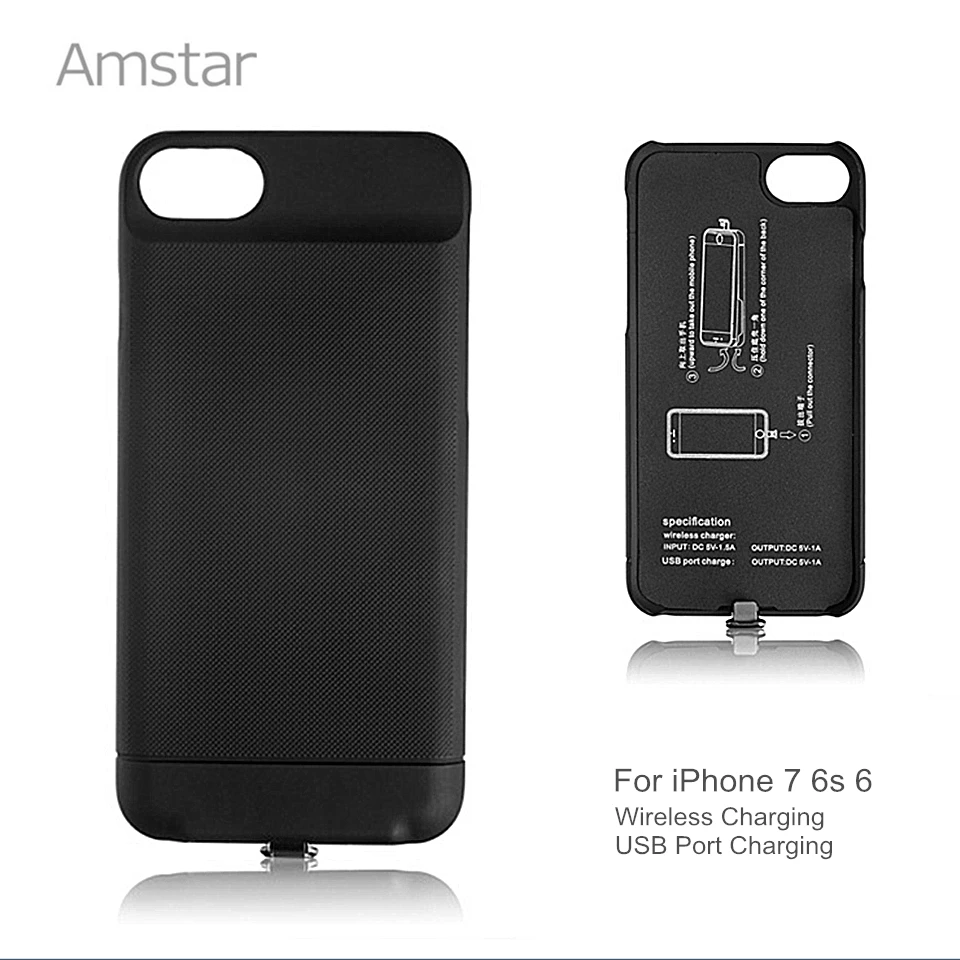 Amstar 3in1 Qi Wireless Charging Receiver Case Black Cover for iPhone 7