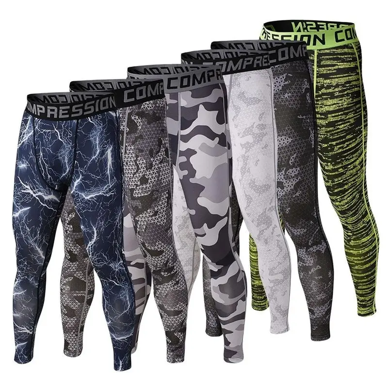 

LASPERAL Men's Sports Leggings Pro Compression Pants Camouflage Print High Elastic Running Tights Basketball Leggings Sweatpants