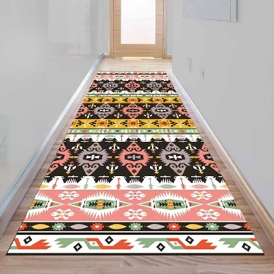 Else ацтекский розовый желтый этнический геометрический 3d принт нескользящий микрофибра моющийся длинный бегущий коврик напольный коврик коврики для прихожей