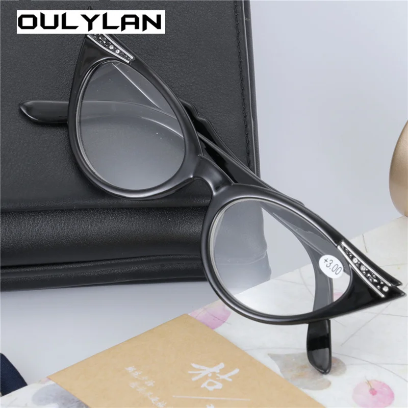 Oulylan Для женщин очки для чтения «кошачий глаз» пресбиопические очки смолы Len 1,0 1,5 2,0 2,5 3,0 3,5