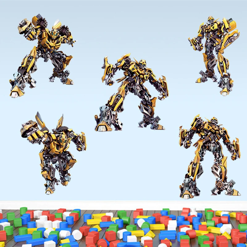 

Cartoon transformation robot wall stickers children 's room kids boy bedroom living room background home decorative wall decal