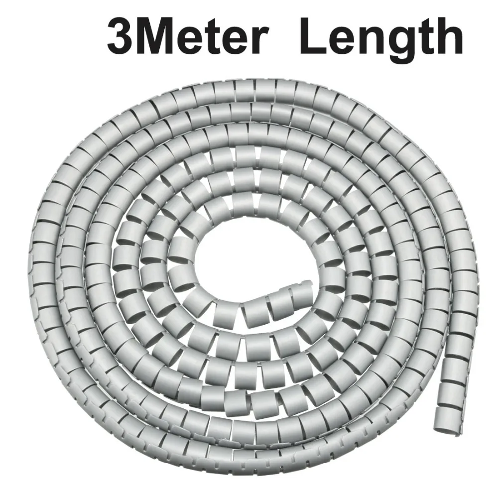 Uxcell 2 м/3 м 16 мм гибкий серый черный спиральная трубка кабель провода рукав Организатор протектор обёрточная бумага компьютер Управление шнур провода хранения