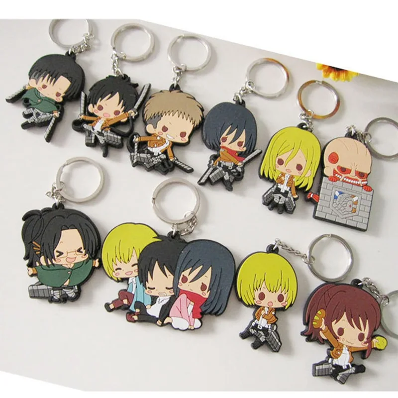

2018 Direct Selling New Arrival Key Chain Comic Onslaught Of Giant Attack On Titan Keychain Anime Silica gel