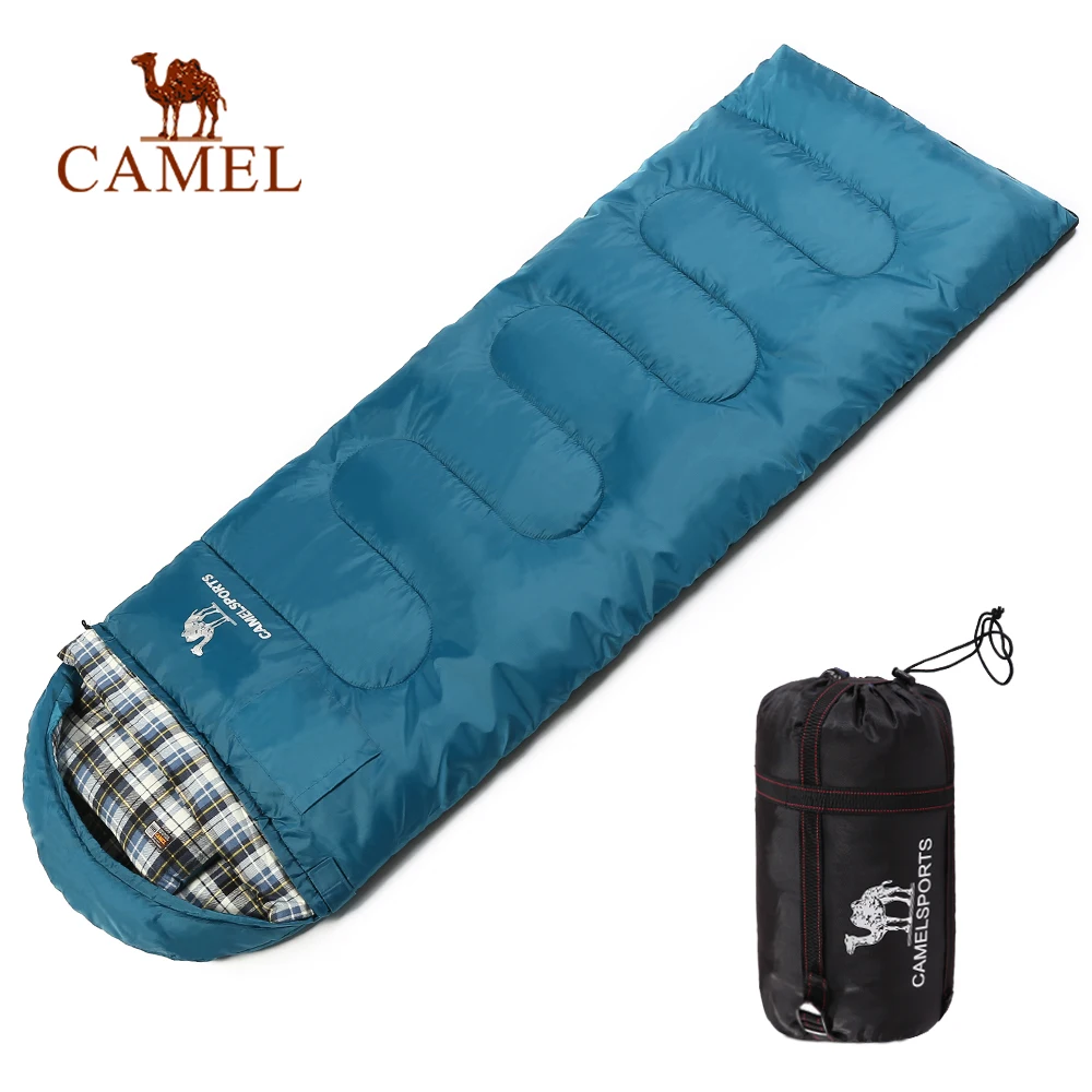 

CAMEL 220*75CM Plaid Lining Envelope Sleeping Bag Adult Portable Waterproof Travel Outdoor Camping Hiking Sleep Bag With Pillow
