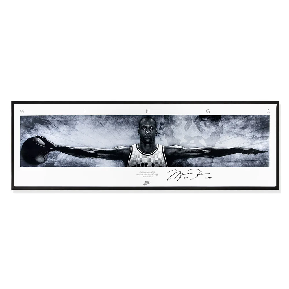 michael jordan wings poster autographed