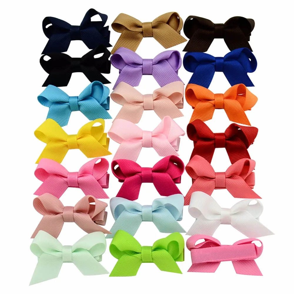 

20Pcs/lot 2.2 Inch Small Safety Bow Tie Hair clip Sweet Girl Kids Solid Whole Wrapped Hair Clips Hairpins Hair Accessories 647