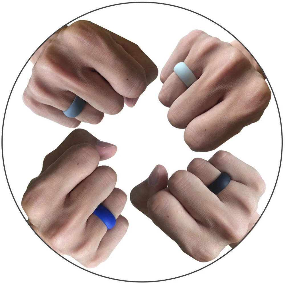 4pcs/set 8mm 6-12 Size Food Grade FDA Silicone Ring Hypoallergenic Crossfit Flexible 100% Silicone Finger Rings For Men Women 5
