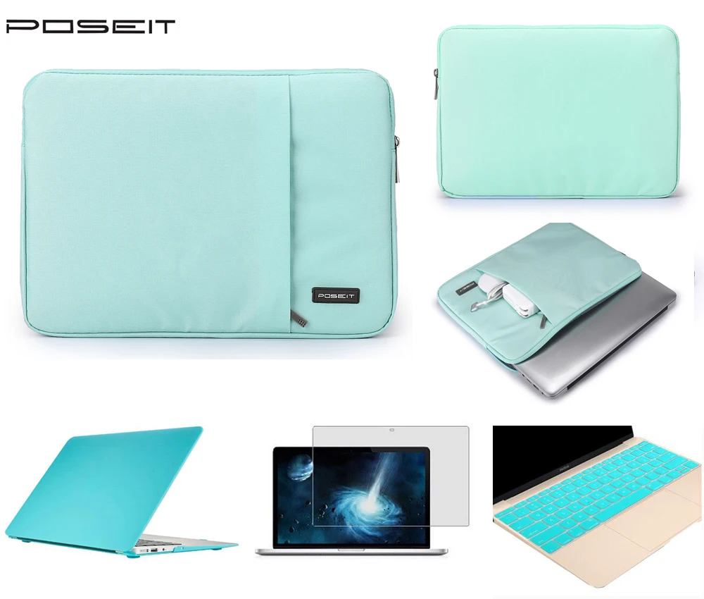 

4 IN 1 New Matte Hard case+Sleeve Bag+keyboard cover+Screen protector For Macbook Pro Air Retina 11 12 13 15"inch Notebook Bag