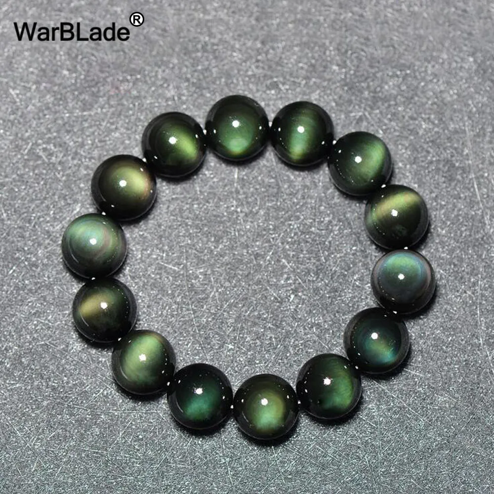 

WarBLade Natural Stone 6A Obsidian Bracelets Bangle Jewelry 6mm 8mm 10mm 12m-20mm Stone Round Beads Bracelet For Men Women Gift