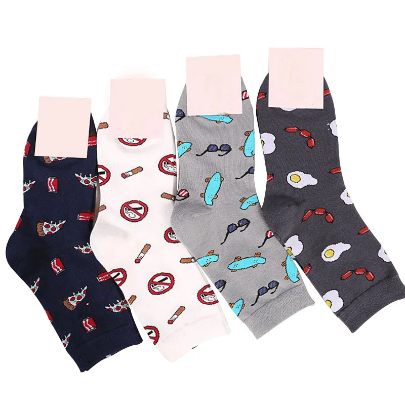 

5pairs Factory Outlet Summer Winter Men Short Socks Men In Tube Socks Food Personality Cartoon Male Dress Socks Meias Sox Crew