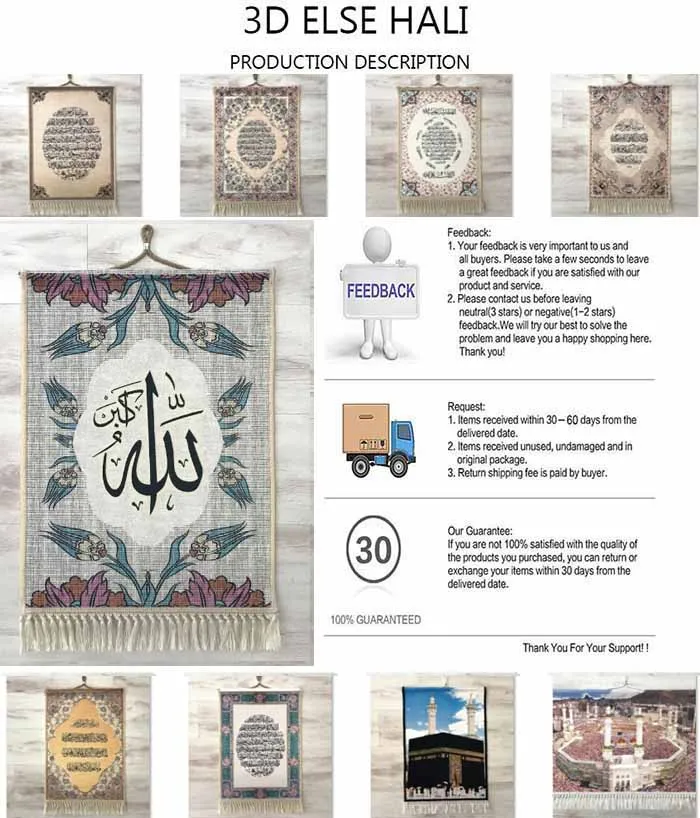 Еще Ислам Мусульманский для молитв арабский прописан Этническая Цветочные 3D принт подарок стены искусства веревка висит мусульманский для молитв гобелен с кисточками ковер
