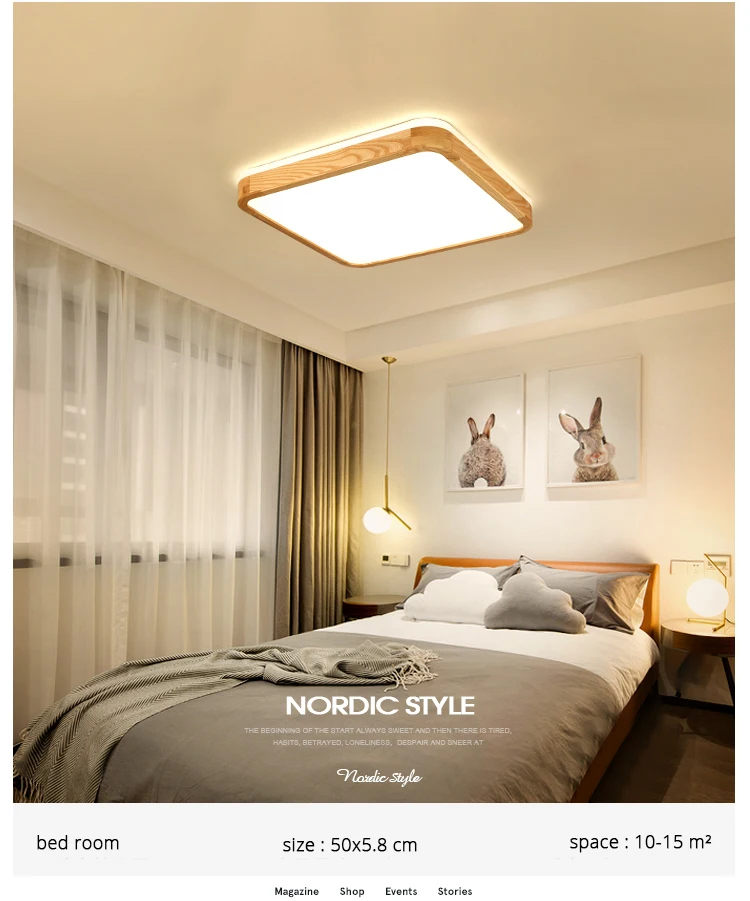Светодиодный потолочный светильник, деревянный круглый квадратный светильник для гостиной, спальни, внутреннего освещения, светильник для поверхностного монтажа, лампа с дистанционным управлением и регулируемой яркостью