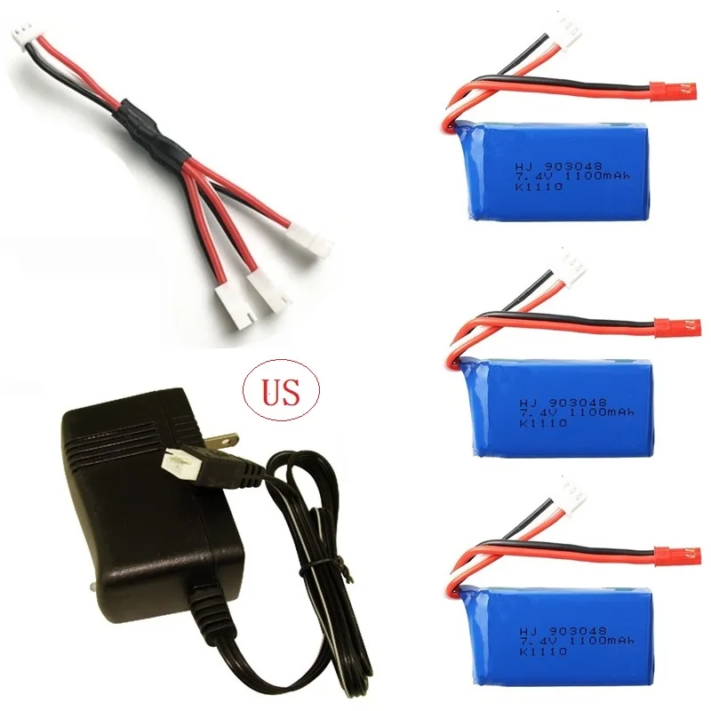 3 шт. для Wltoys A949 A959 A969 A979 K929 LiPo батарея 7,4 V 1100mah 903048 25c Lipo батарея для RC вертолета самолета автомобилей лодки - Цвет: Тёмно-синий