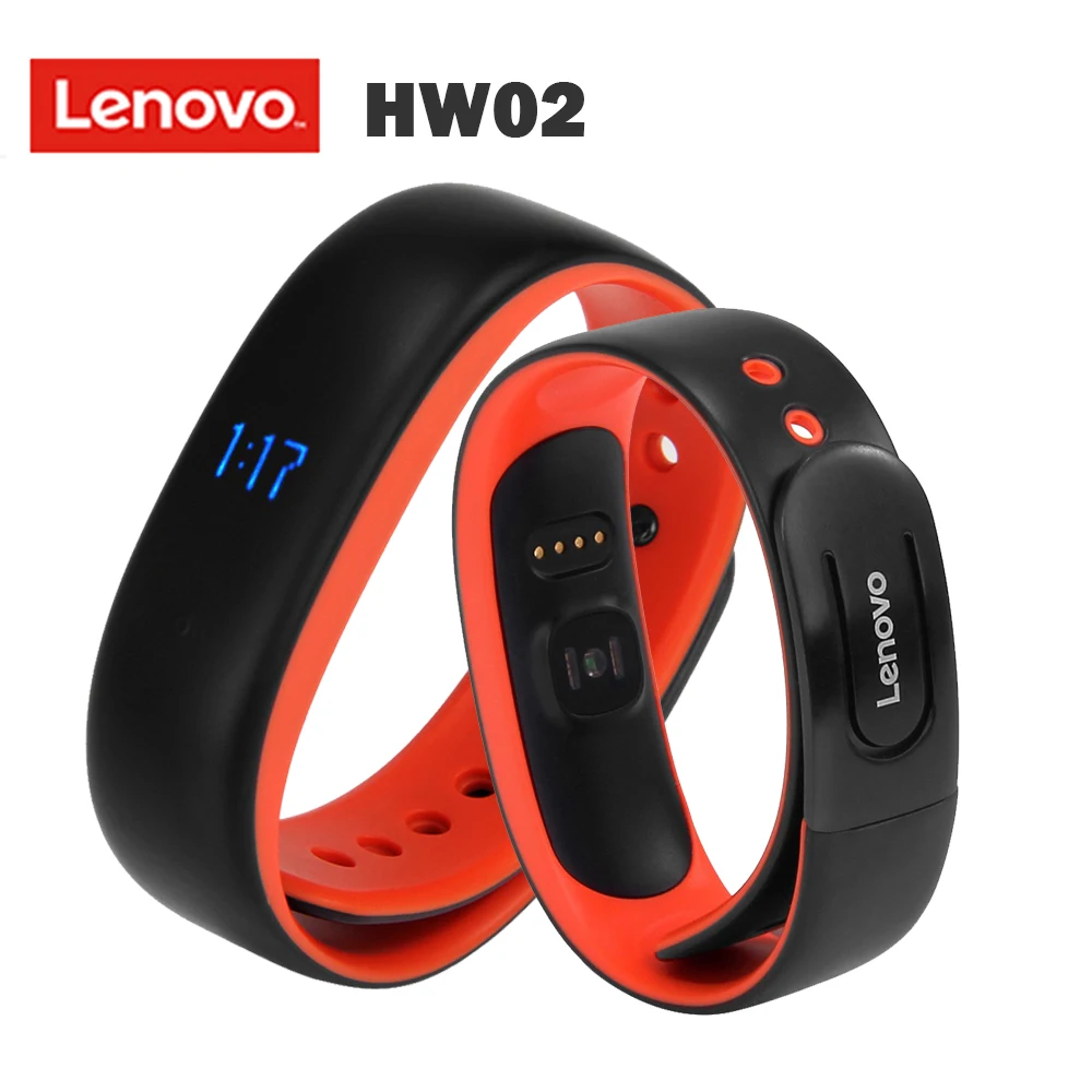 

Lenovo HW02 Smart Wristband Fitness Tracker Integrated Design with 0.49 inch OLED Screen Heart Rate Monitor