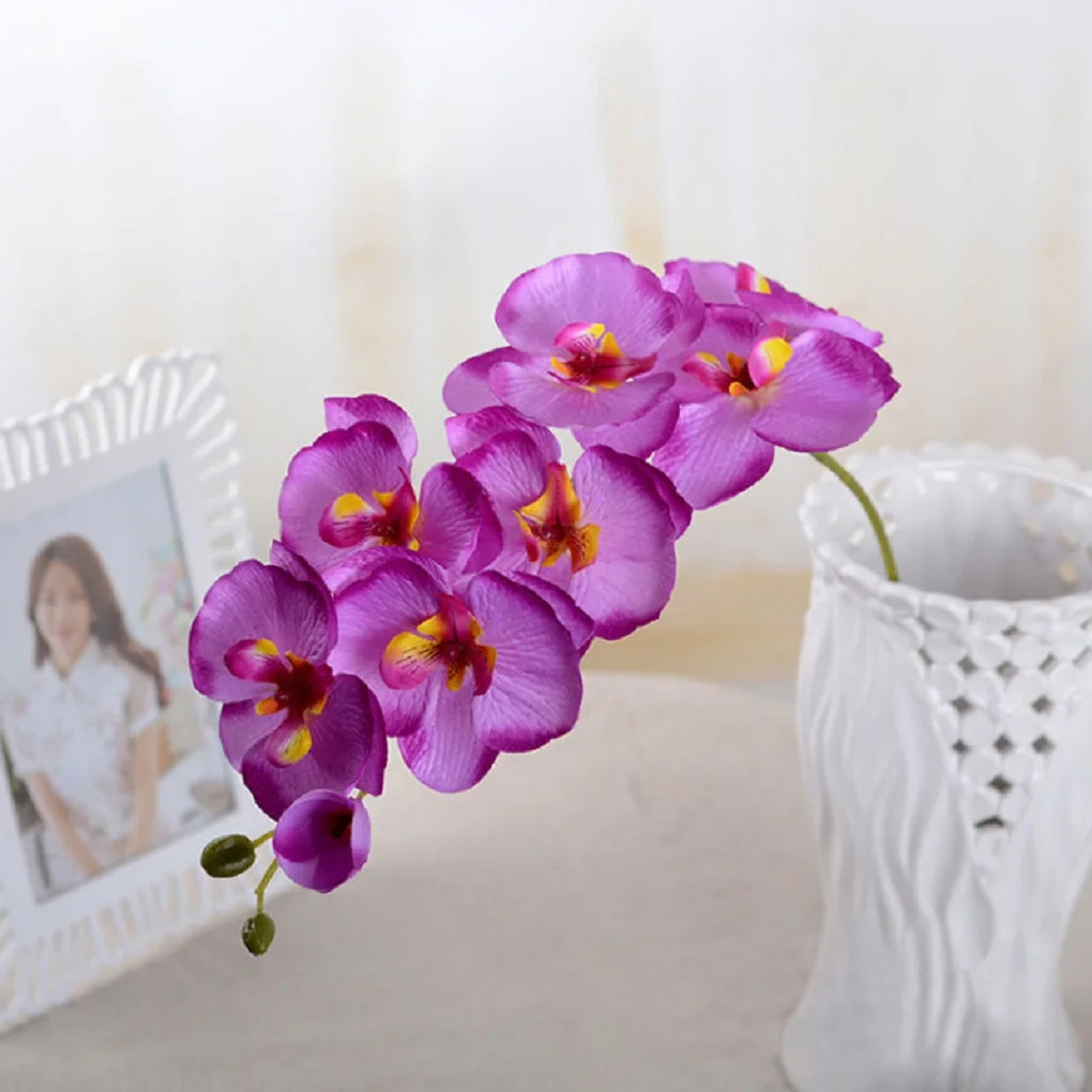 Высокое качество Искусственные Поддельные бабочка Орхидея цветок украшения дома сада - Цвет: Фиолетовый