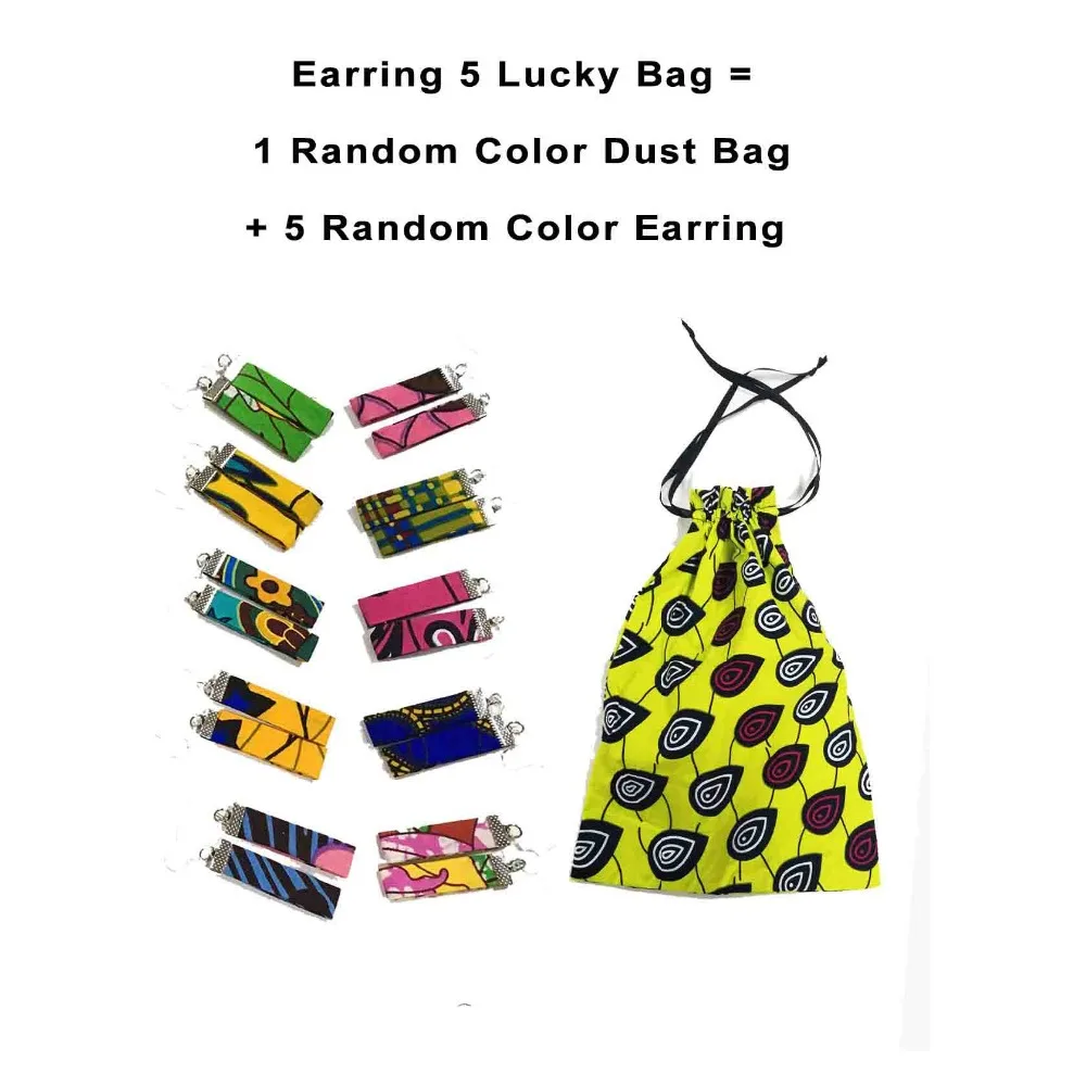 

African ankara accessories earrings 0.6inch*2.5inch African ankara wax printing lady accessories 5 earring 1 bag