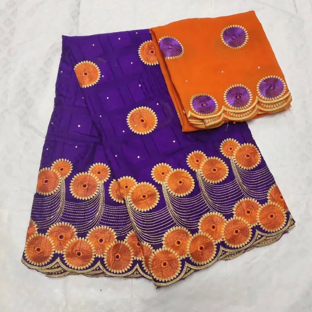 

High Quality African Lace Fabric Swiss Cotton Set In Switzerland 2018 Atiku Fabric with embroidery and stones 7yards