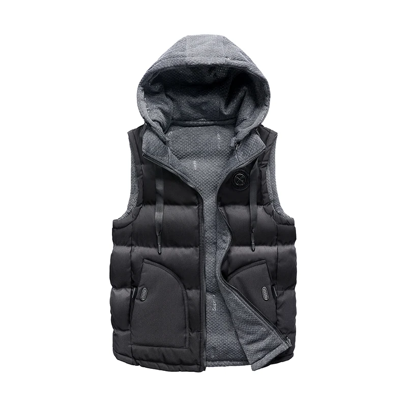 Hot Sell New Fashion Men's Vest Winter Men Brand Hooded Vest Male Fashion Cotton-Padded Waistcoat Jacket and Coat Warm Vest XXXL