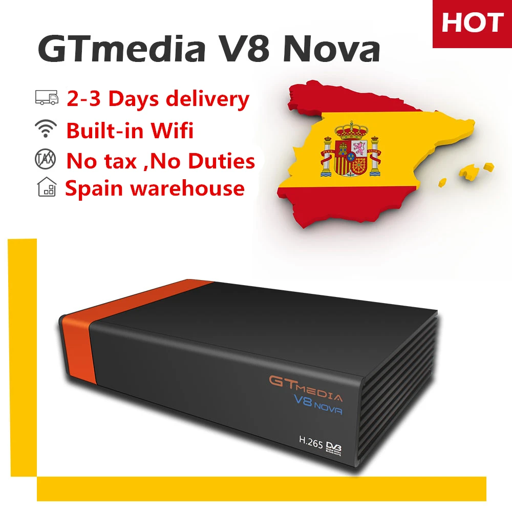 

GTMEDIA V8 Nova box +1 year CCCAM DVB-S2 H.265 decoder satellite with built-in WIFI support multiple languages box decoder