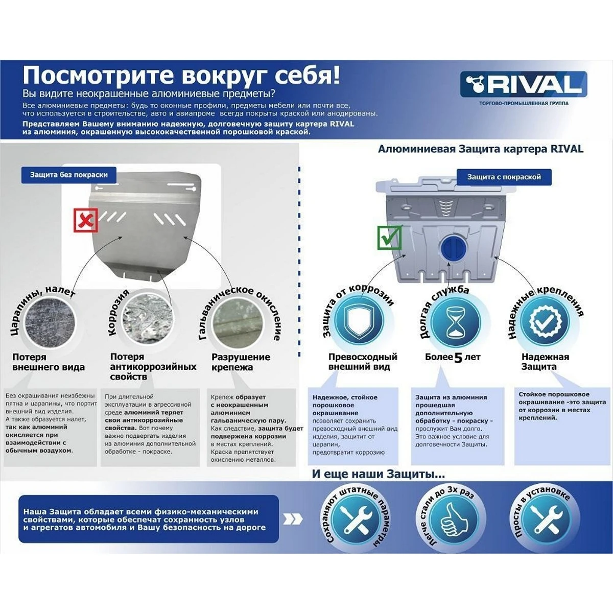 Защита картера и КПП Rival 333.3817.1 (для Big Mazda 3/6/CX 5/CX 9 3 V 1.5 1.6 2.0 2013 н.в./Mazda 6 2.5 2012 2015/Mazda 2015