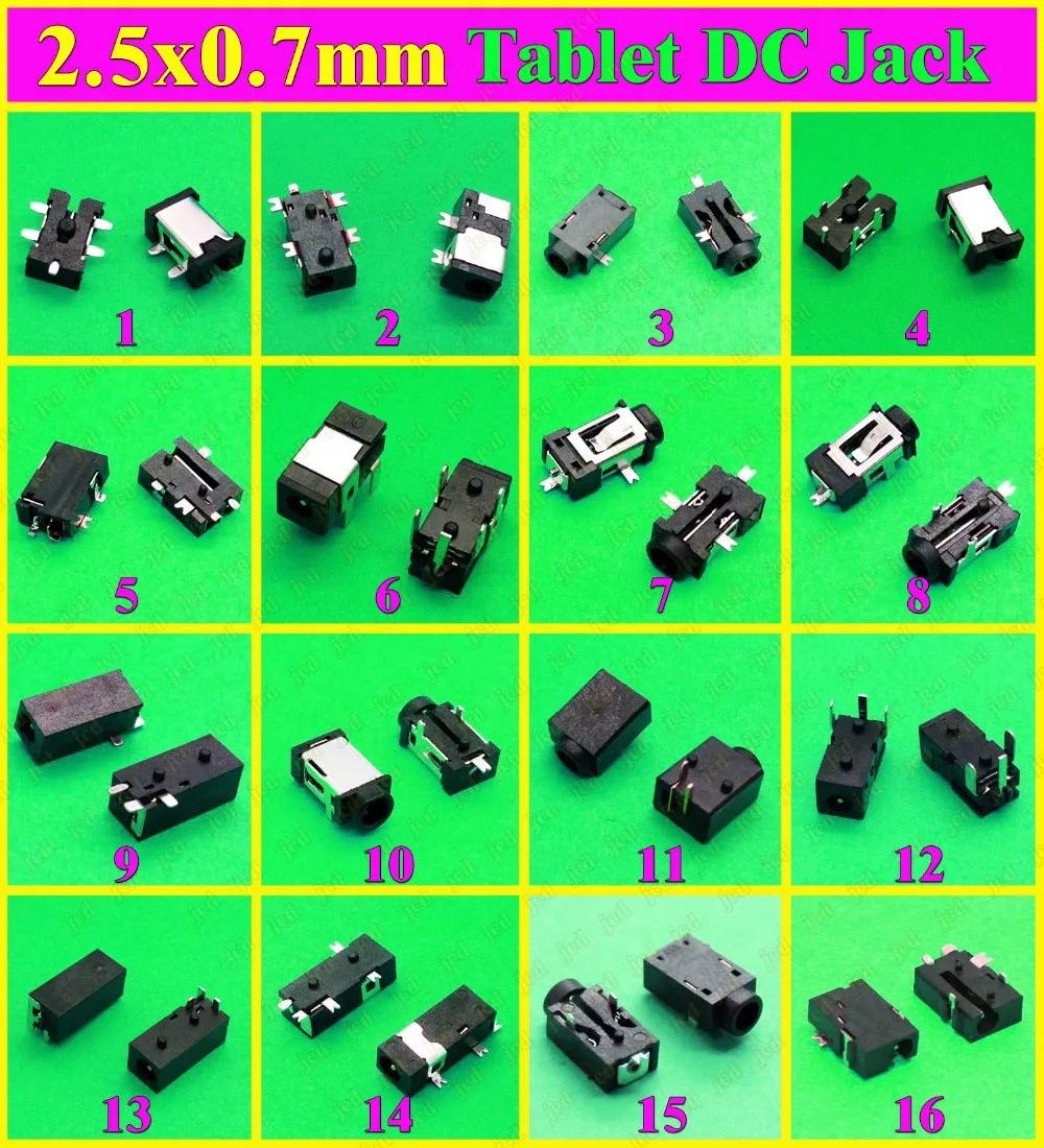 

Sample package 16 models 48pcs Hot selling Tablet PC DC Jack Charging Socket Connector 2.5 x 0.7 mm