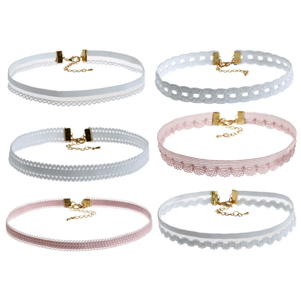 Lace Velvet White Choker Necklace For Women Ribbons Collar Necklaces