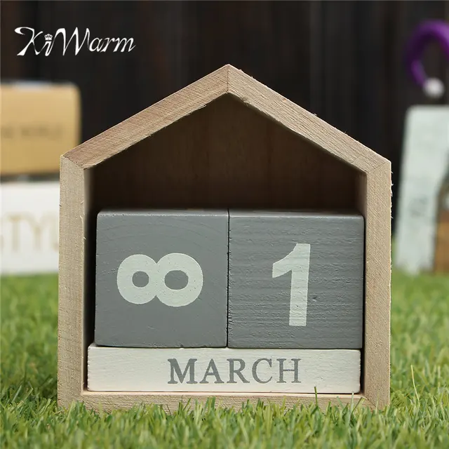 kiwarm simple style perpetual wood calendar desk wood block