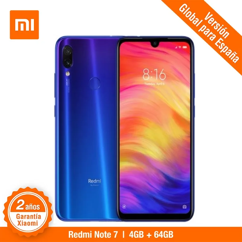 

Global Version for Spain] Xiaomi Redmi Note 7 (Memoria interna de 64GB, RAM de 4GB,Camara dual trasera de 48 MP)