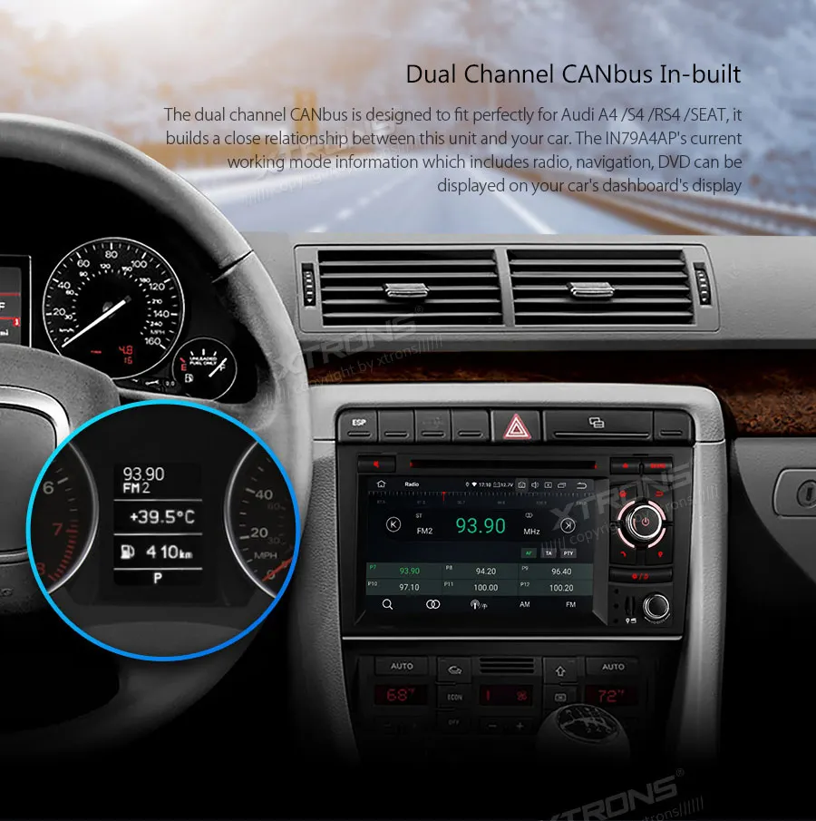 Perfect XTRONS Android 9.0 Car Stereo DVD Multimedia Player for Audi A4 S4 RS4 2002-2007 2008 SEAT Exeo GPS Navigation Plug Play Design 3