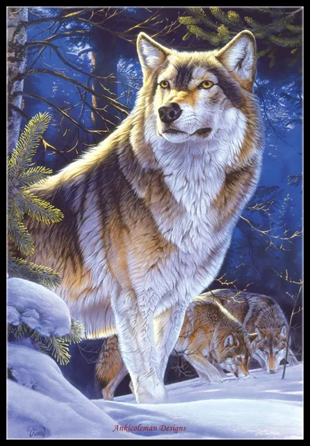 Embroidery Counted Cross Stitch Kits Needlework - Crafts 14 ct DMC DIY Arts Handmade Decor - Wolves Collection 5