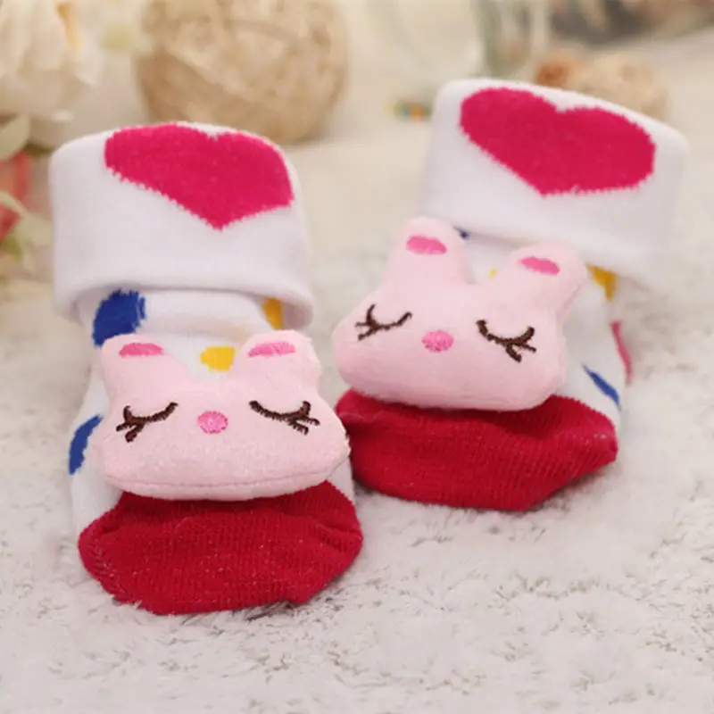 Baby socks rubber anti slip floor cartoon kids Toddlers autumn spring Fashion Animal newborn Cute 0-6-12month - Цвет: Love  rabbit