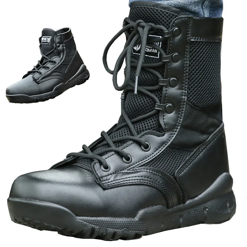 

Spring Summer Military Boots Men Breathable Mesh Lightweight Combat Boots Comfortale Soft Work Shoes Casual City Basic Boots Men