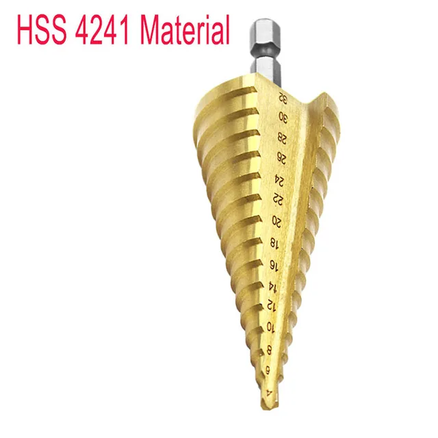 Broca cónica escalonada de titanio hexagonal, cortador de agujeros de  4-32MM, HSS 4241 para chapa de Metal - AliExpress