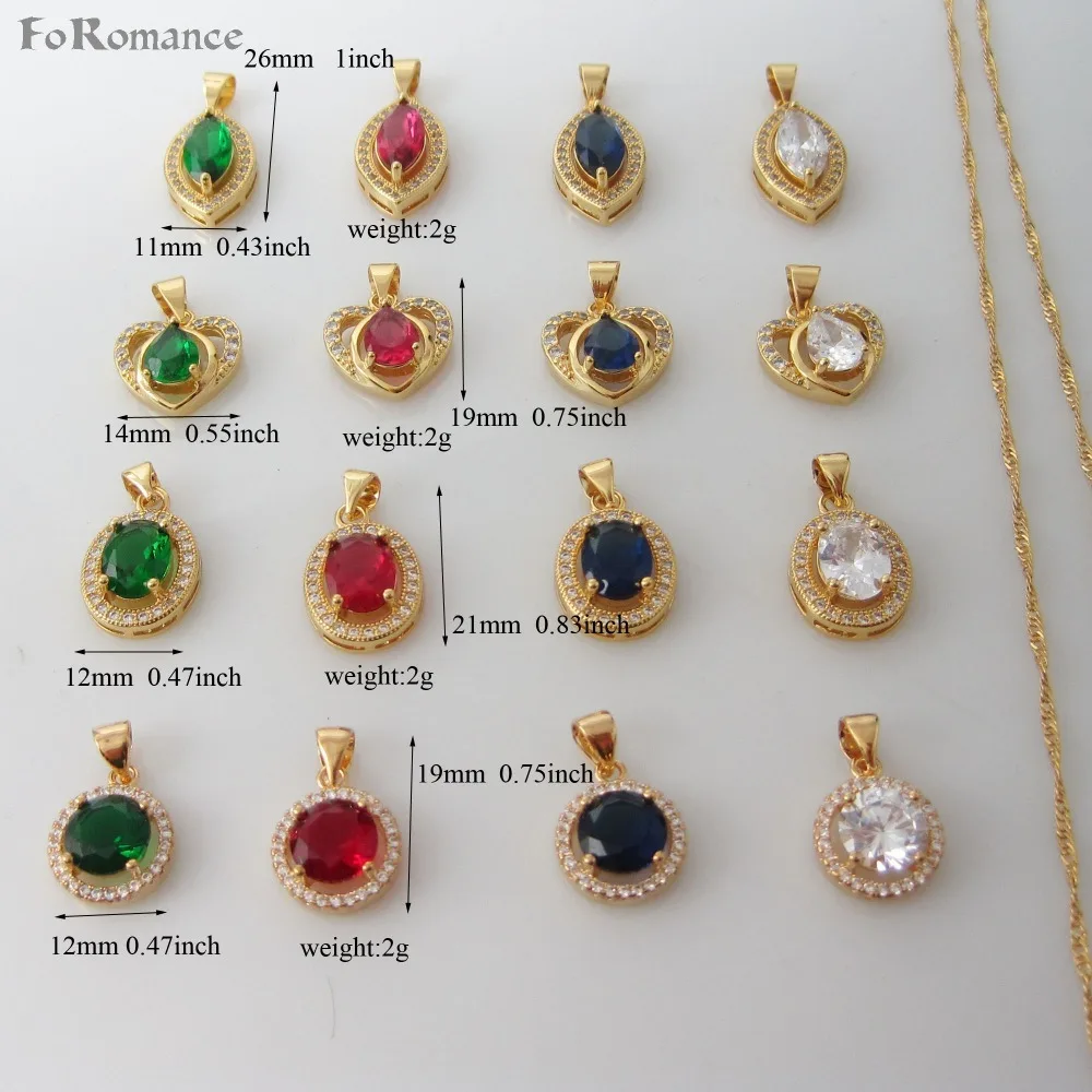 

Min order 10$ Can mix design/- YELLOW GOLD GP 18" NECKLACE & GREEN RED BLUE CLEAR STONE EYE OVAL CIRCLE ROUND SHAPED PENDANT