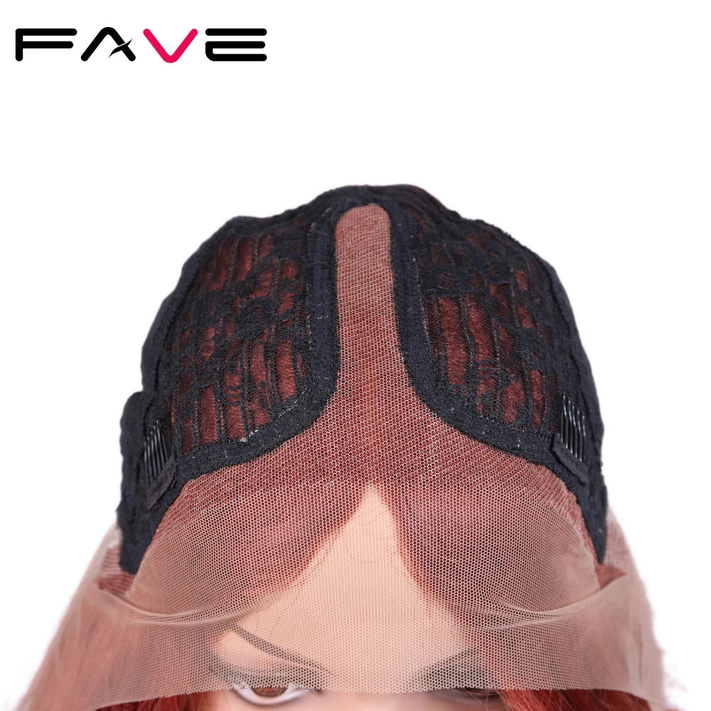 FAVE синтетические волосы на кружеве 9*1,4 натуральные волнистые парики Оранжевый Красный Регулируемый размер для черных белых американских женщин косплей парик