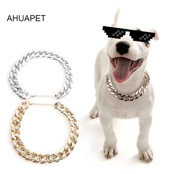 

Snake Chain Slip Lead Leash Pinch Collar For Dogs Martingale Gold Plated Necklace Dog Collar For Big Dog Traction Rope Plastic