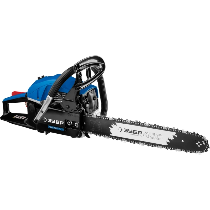Пила цепная бензиновая ЗУБР ПРОФЕССИОНАЛ ПБЦ-490 45ДП (Мощность 2200 Вт, объем двигателя 49.3 см3, объем топливного бака 0.6 л, объем масляного бака 0.3 л, длина шины 450 мм)