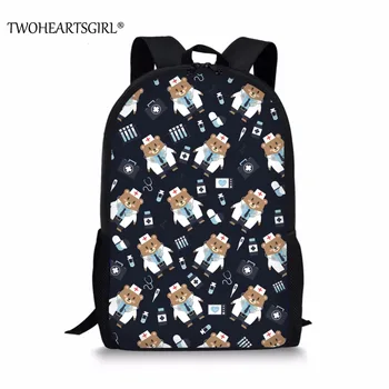 

TWOHEARTSGIRL Cute 3d Cartoon Bear Print Girls Schoolbag Daily Children Bookbag High Primary School Student Kids Bagpack