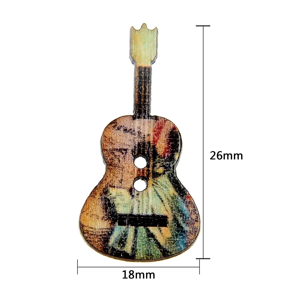 50 шт. разные деревянные пуговицы 2 отверстия цветок гитара Форма шитья Скрапбукинг