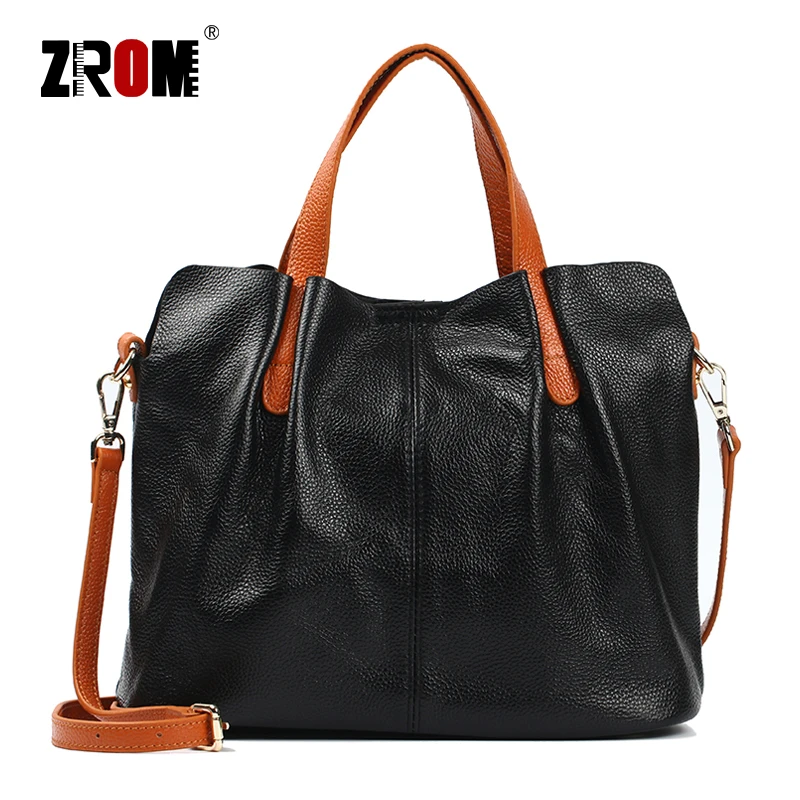 ZROM العلامة التجارية جلد طبيعي المرأة حقيبة يد جودة عالية أزياء السيدات حقيبة كتف سطح لون ساخن-مقبض حقيبة يد