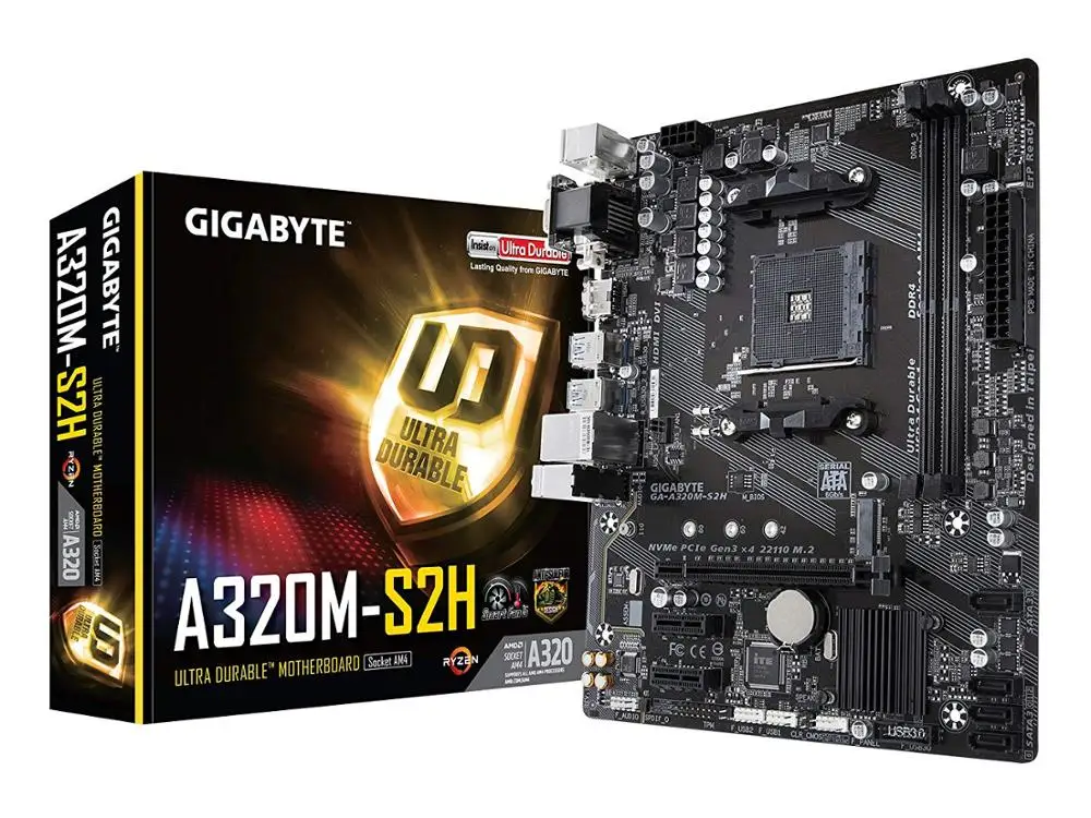 Gigabyte GA-A320M-S2H Оригинальный Новый системная плата AMD разъем LGA 1151 DDR4 USB3.0 SATA3.0 VGA + DVI HDMI