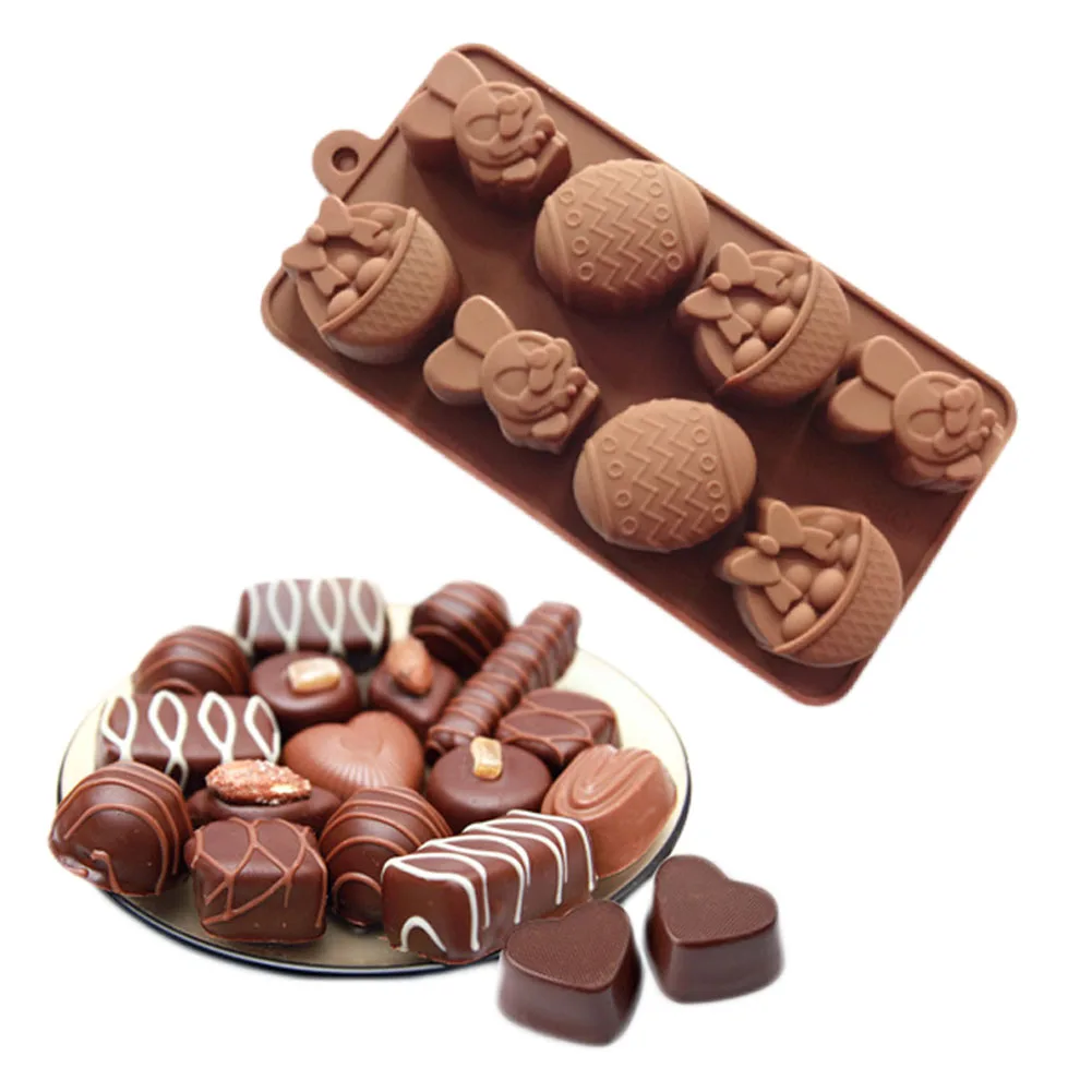 HOT 2017 Silicone Mold DIY Chocolate Mold Eggs Easter Bunny Ice Basket